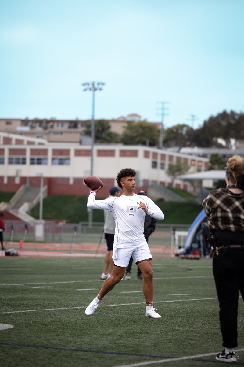 Georgia football commit Dylan Raiola at the 2023 Elite 11 quarterback competition. 